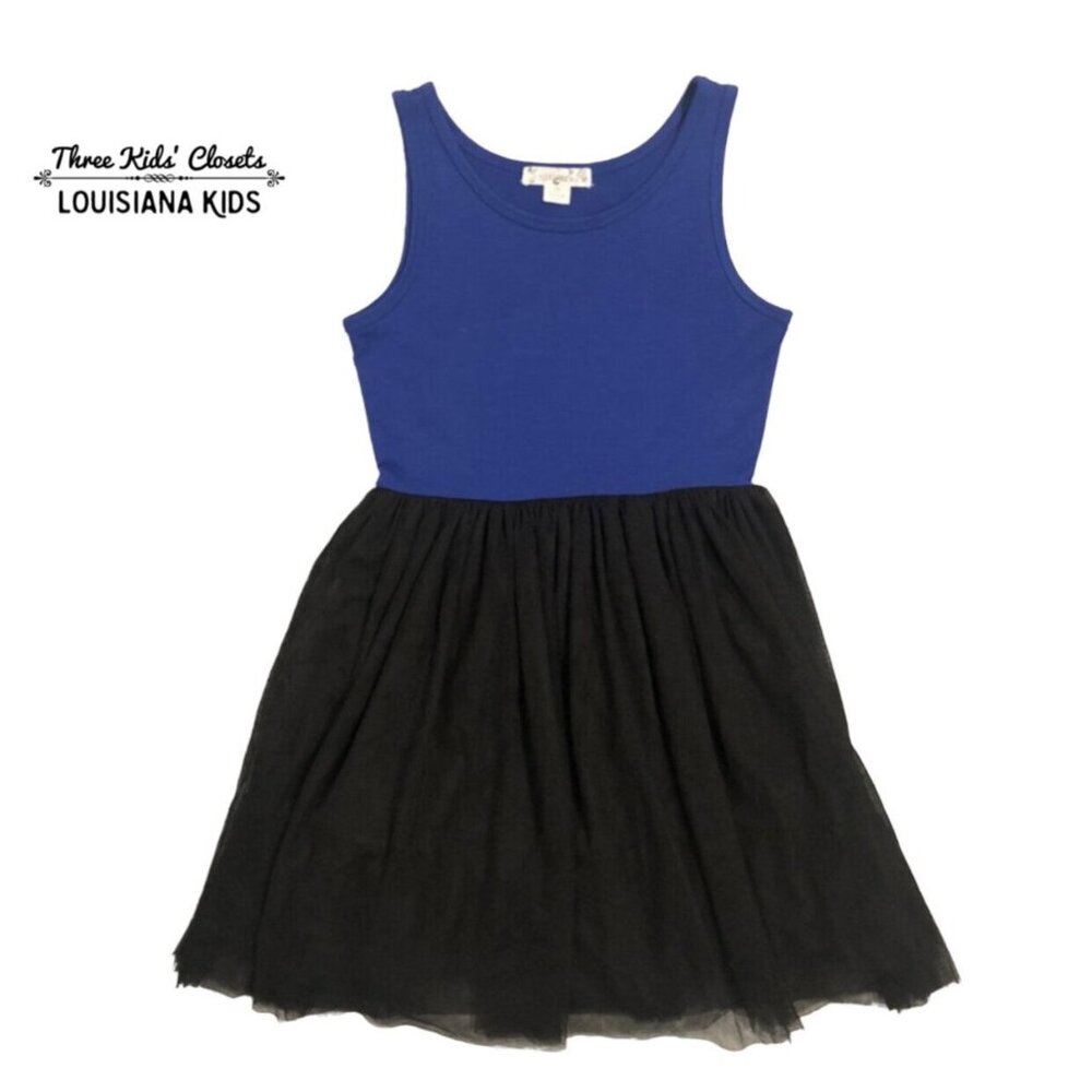 Knit Works Sz 10 Blue & Black Tulle Dress
